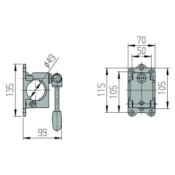 Klemmhalter Ø48mm, Knebel klappbar