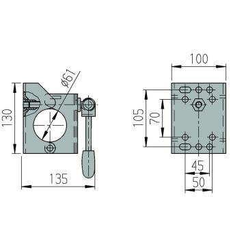 Klemmhalter Ø60mm, Knebel klappbar