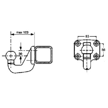 Boule d'accouplement gab. trous 83x56, D18.5kN, ch.d'app. 200kg