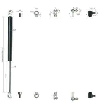 Gasfeder L   203   Hub   75     500N   M6
