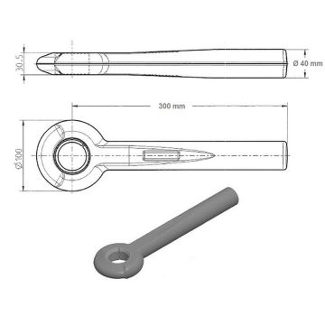 Zugöse, Schaft Ø 40mm L 350mm Ø40
