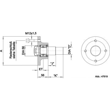 Embout d'essieu 49 mm arbre (rond)