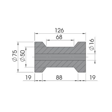 Kielrolle schwarz 75x126/16