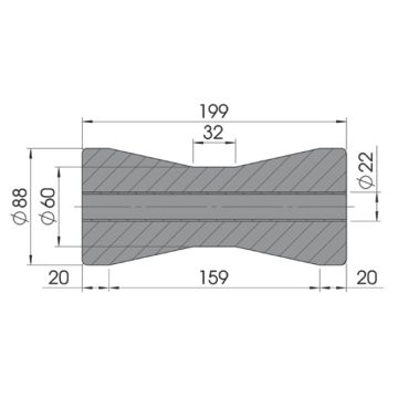 Kielrolle schwarz 88x199/22