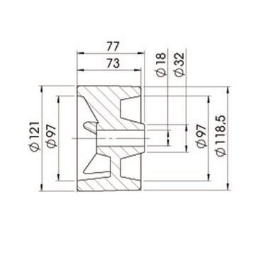 Rouleau latéral noir 121x77/18