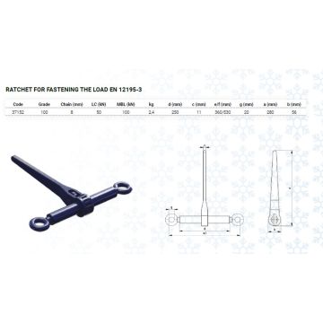 Tendeur d'arrimage, épai.   8mm, force de trac.   5000kg  G10