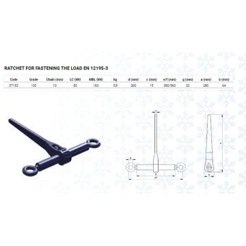 Tendeur d'arrimage, épai. 10mm, force de trac.   8000kg  G10