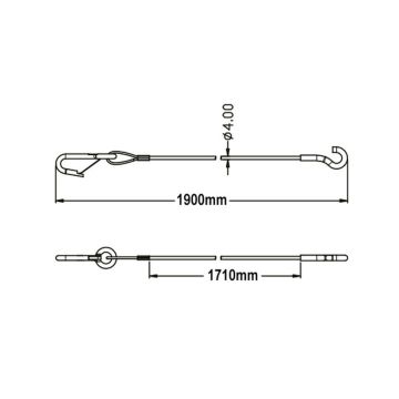 Abreissseil 1800mm Federhaken / Haken