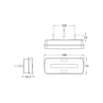 LED feu arrière PRO-RAIL 3F 12V  gauche/droite