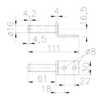 Boulon de charnière L 111, boulon L 61 Ø 16mm