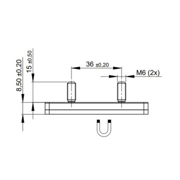 Aimant 74x45x8,5 mm, force d'adhérence: environ 36 kg