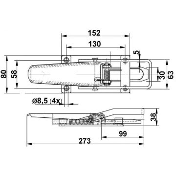 Fermeture excentrique avec étrier plat 4x16mm