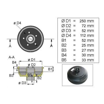 BT KNOTT 250x40, 100mm H, 112x5