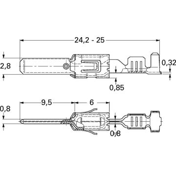 Flachstecker 1.25 - 2,5 mm² AMP JPT M280/MCP 2.8