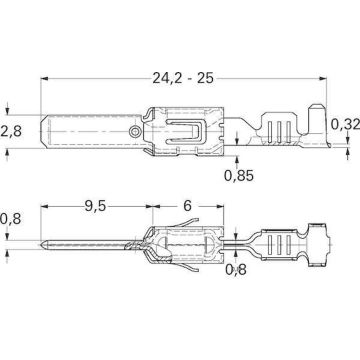 Fiche plate 1.5 - 2.5mm² AMP JPT M280/MCP 2.8