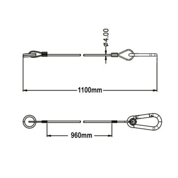 Abreissseil   950mm Karabiner / Ring