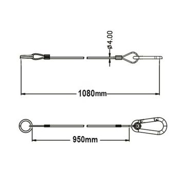 Abreissseil   950mm Karabiner / Ring