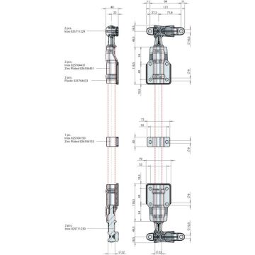 Fermeture tige de torsion kit de montage 5104120