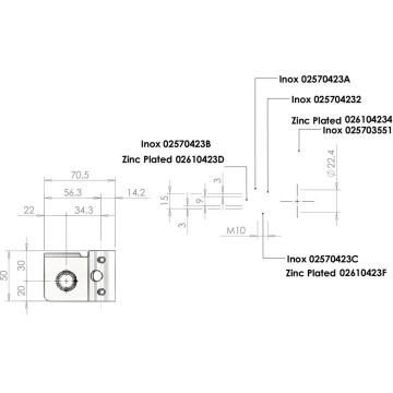 Étrier pour poignée Ø 22 Inox