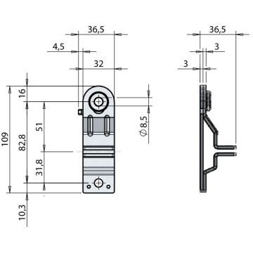 Poignée capot pour levier 25 x 8mm Inox