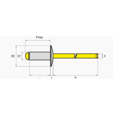 Blindniete Alu/Stahl 4.8 x 14 Grosskopf Ø 14
