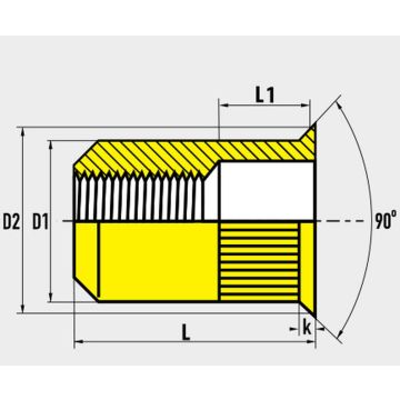 Blindnietmutter M 6, Senkkopf, Stahl verzinkt, "GO-NUT"