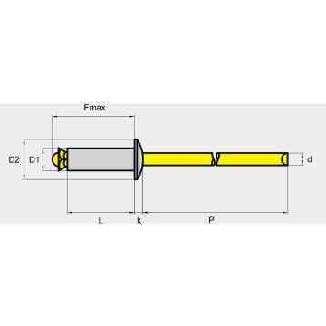 Spreizblindniete Alu/Stahl 4.8 x 16.0 Flachrundkopf