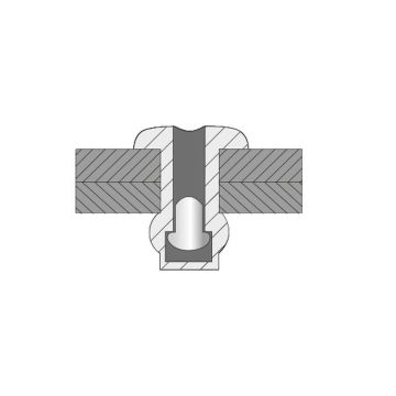 Dicht-Becherblindniete Alu/Stahl 4.8 x 11.0 Flachrundkopf