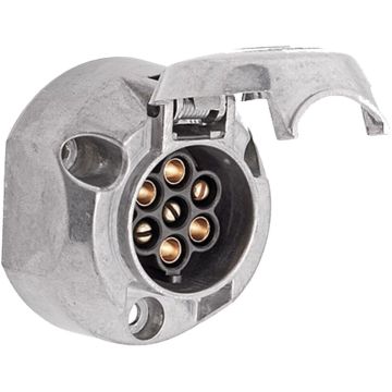 Steckdose 7-pol Alu oval, flach, Höhe 46mm