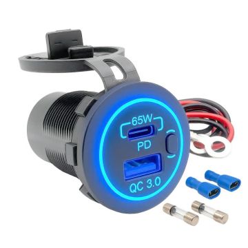 Einbau Steckdose USB- C, 65W+ 18W USB-A, 12/24V