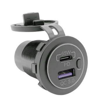 Einbau Steckdose USB- C, 65W+ 18W USB-A, 12/24V