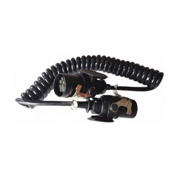 Câble spirale 15-pol. avec 2 fiche Ø 85/60mm,  24V