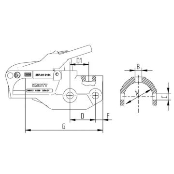 Kugelkupplung Ø 60mm, 3500kg absperrbar