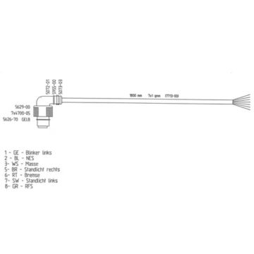 Verbindungskabel 7-pol. links gelb  1.8m