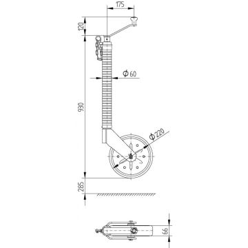 Béquille    350kg  60mm  course 285mm