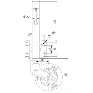 Stützrad    500kg  57mm  Hub 300mm