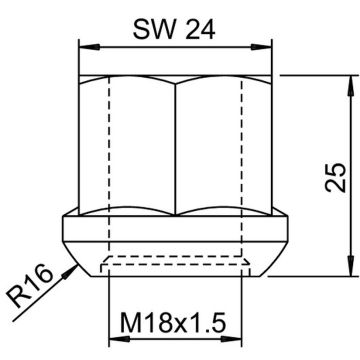 Radmutter Kugelbund M18x1,5