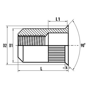 Blindnietmutter M 5, Senkkopf, Alu AlMg 5 "GO-NUT"
