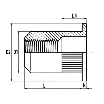 Blindnietmutter M 6, Flachkopf, Alu AlMg 5, "GO-NUT"