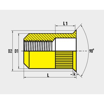 Blindnietmutter M 8, Senkkopf, Stahl verzinkt, "GO-NUT"