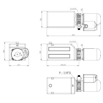 Elektrohydraulikaggregat, 12V 8Lt