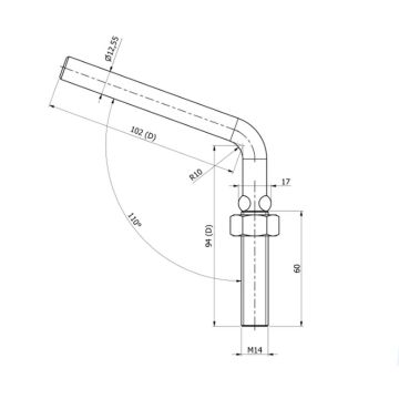 Manette fixe M14 x200