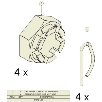 Kronenmutter ADR M30x1.5 SW46 H23