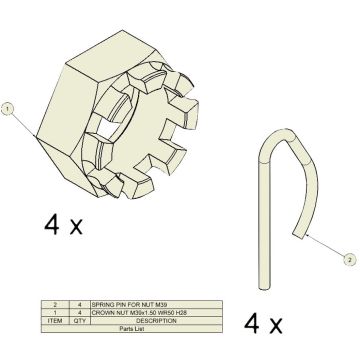 Ecrou crénelé ADR M39x1.5 SW50 H28
