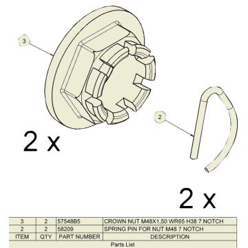 Ecrou crénelé ADR M48x1.5 SW65 H44