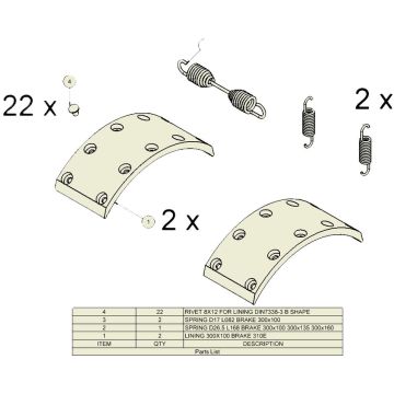 Garniture de frein set ADR 300x100