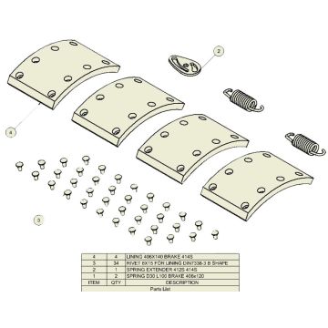 Garniture de frein set ADR 406x140 9RH0014