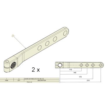 Kit levier de frein ADR, D 18mm, long 210mm