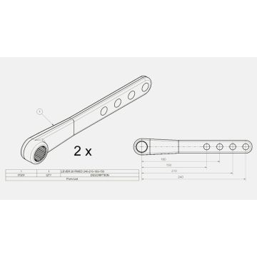 Bremshebelsatz ADR, D 28mm, länge 240mm