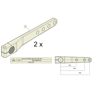 Kit levier de frein ADR, D 29mm, long. 240mm